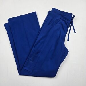 Baby Phat Scrub Pants Royal Blue Cargo Drawstring Embroidered Cat Logo Women XS